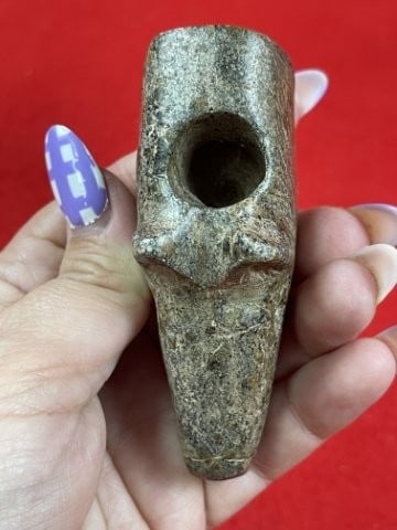 Wolf Effigy Stone Pipe Indian Artifact Arrowhead - 6