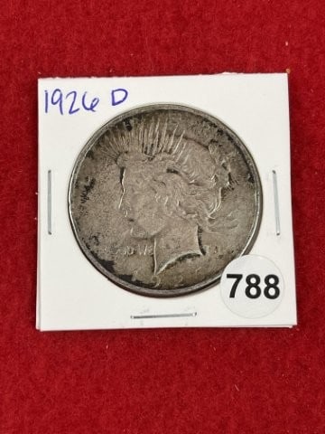 1926 D Peace Silver Dollar Coin: KEY WORDS: INDIAN ARTIFACT ARTIFACTS ARROWHEAD ARROWHEADS NATIVE AMERICAN MISSISSIPPIAN QUAPAW CADDO POTTERY COINS MORGAN DOLLAR PEACE DOLLAR SILVER COINS. All coins have been Sigma tested for