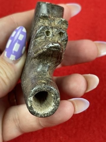 Wolf Effigy Stone Pipe Indian Artifact Arrowhead - 5
