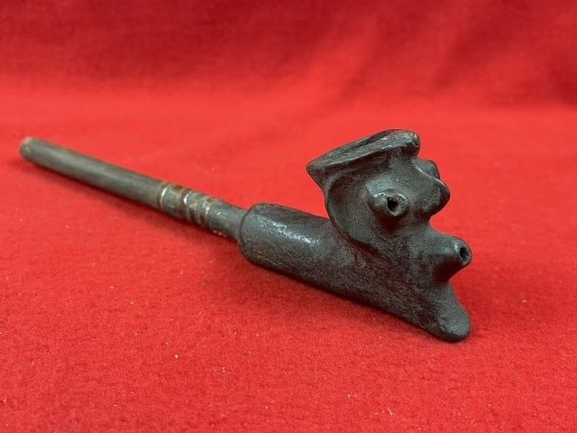 Human Effigy Pottery Pipe with Wooden Stem Indian Artifact Arrowhead: KEY WORDS: INDIAN ARTIFACT ARTIFACTS ARROWHEAD ARROWHEADS NATIVE AMERICAN MISSISSIPPIAN QUAPAW CADDO POTTERY COINS MORGAN DOLLAR PEACE DOLLAR SILVER COINS. All coins have been Sigma tested for
