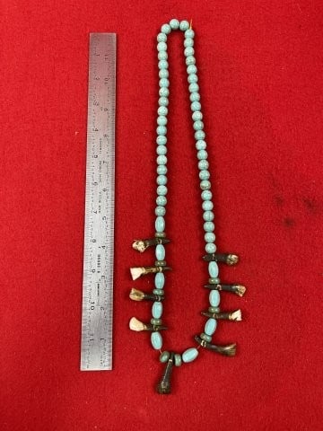 Trade Beads with Buffalo Teeth Indian Artifact Arrowhead: KEY WORDS: INDIAN ARTIFACT ARTIFACTS ARROWHEAD ARROWHEADS NATIVE AMERICAN MISSISSIPPIAN QUAPAW CADDO POTTERY COINS MORGAN DOLLAR PEACE DOLLAR SILVER COINS. All coins have been Sigma tested for