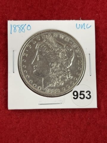 1888 O UNC Morgan Silver Dollar Coin: KEY WORDS: INDIAN ARTIFACT ARTIFACTS ARROWHEAD ARROWHEADS NATIVE AMERICAN MISSISSIPPIAN QUAPAW CADDO POTTERY COINS MORGAN DOLLAR PEACE DOLLAR SILVER COINS. All coins have been Sigma tested for authent