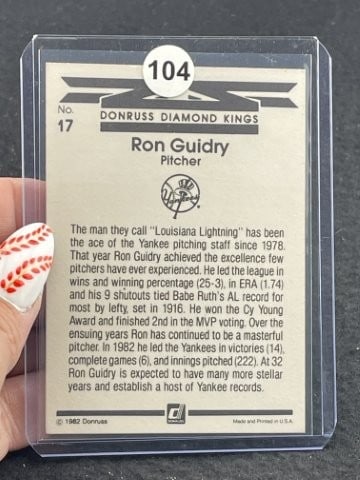Ron Guidry Hand Signed Authentic Autograph - 2