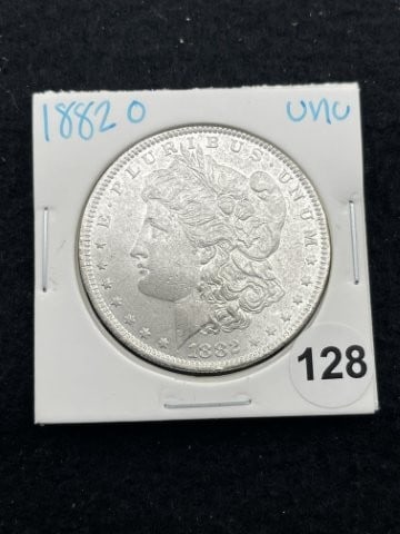 1882 O UNC Morgan Silver Dollar Coin: KEY WORDS: INDIAN ARTIFACT ARTIFACTS ARROWHEAD ARROWHEADS NATIVE AMERICAN MISSISSIPPIAN QUAPAW CADDO POTTERY COINS MORGAN DOLLAR PEACE DOLLAR SILVER COINS. All coins have been Sigma tested for authent