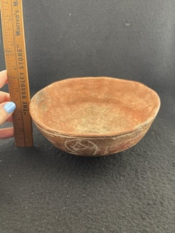 Miniature Caddo Bowl great paint & design minor repair: KEY WORDS: INDIAN ARTIFACT ARTIFACTS ARROWHEAD ARROWHEADS NATIVE AMERICAN MISSISSIPPIAN QUAPAW CADDO POTTERY COINS MORGAN DOLLAR PEACE DOLLAR SILVER COINS. All coins have been Sigma tested for authent