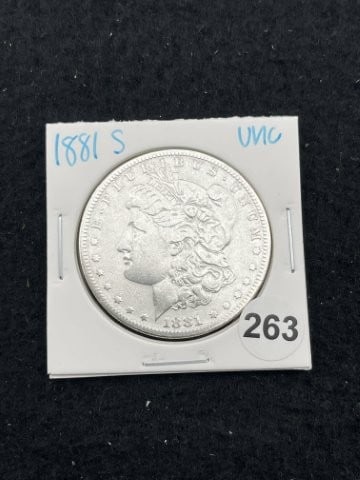 1881 S UNC Morgan Silver Dollar Coin (1 of 2)