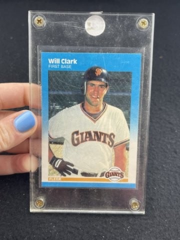 1987 Fleer Will Clark Baseball Card: KEY WORDS: INDIAN ARTIFACT ARTIFACTS ARROWHEAD ARROWHEADS NATIVE AMERICAN MISSISSIPPIAN QUAPAW CADDO POTTERY COINS MORGAN DOLLAR PEACE DOLLAR SILVER COINS. All coins have been Sigma tested for authent