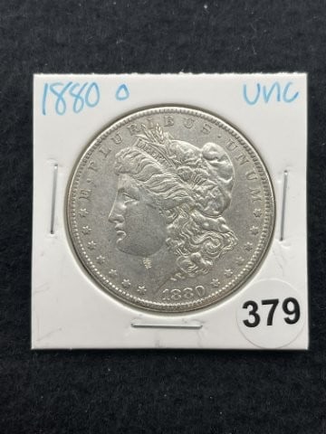 1880 O UNC Morgan Silver Dollar Coin: KEY WORDS: INDIAN ARTIFACT ARTIFACTS ARROWHEAD ARROWHEADS NATIVE AMERICAN MISSISSIPPIAN QUAPAW CADDO POTTERY COINS MORGAN DOLLAR PEACE DOLLAR SILVER COINS. All coins have been Sigma tested for authent