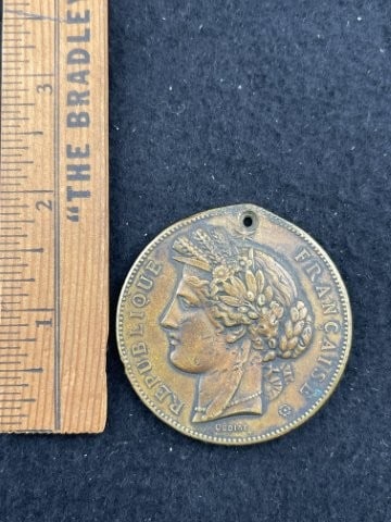 1878 Peace Medal: KEY WORDS: INDIAN ARTIFACT ARTIFACTS ARROWHEAD ARROWHEADS NATIVE AMERICAN MISSISSIPPIAN QUAPAW CADDO POTTERY COINS MORGAN DOLLAR PEACE DOLLAR SILVER COINS. All coins have been Sigma tested for authent