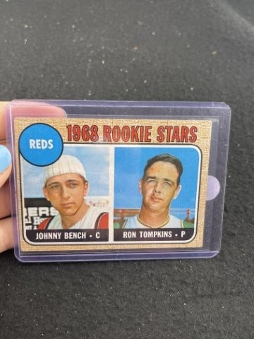 1968 Topps Johnny Bench & Ron Tompkins Baseball Card: KEY WORDS: INDIAN ARTIFACT ARTIFACTS ARROWHEAD ARROWHEADS NATIVE AMERICAN MISSISSIPPIAN QUAPAW CADDO POTTERY COINS MORGAN DOLLAR PEACE DOLLAR SILVER COINS. All coins have been Sigma tested for authent