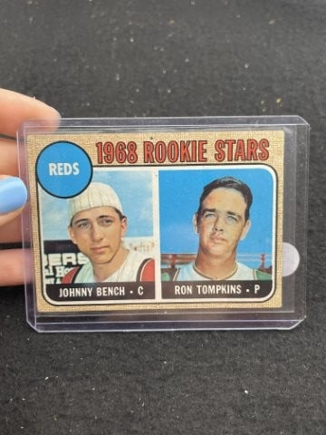 1968 Topps Johnny Bench & Ron Tompkins Baseball Card: KEY WORDS: INDIAN ARTIFACT ARTIFACTS ARROWHEAD ARROWHEADS NATIVE AMERICAN MISSISSIPPIAN QUAPAW CADDO POTTERY COINS MORGAN DOLLAR PEACE DOLLAR SILVER COINS. All coins have been Sigma tested for authent