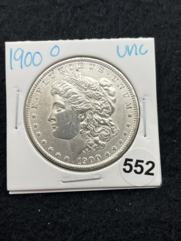 1900 O UNC Morgan Silver Dollar Coin: KEY WORDS: INDIAN ARTIFACT ARTIFACTS ARROWHEAD ARROWHEADS NATIVE AMERICAN MISSISSIPPIAN QUAPAW CADDO POTTERY COINS MORGAN DOLLAR PEACE DOLLAR SILVER COINS. All coins have been Sigma tested for authent