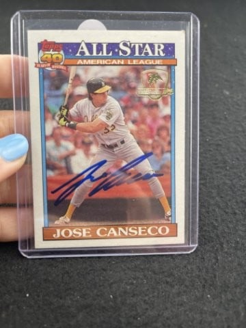 Jose Canseco Hand Signed Authentic Autograph: KEY WORDS: INDIAN ARTIFACT ARTIFACTS ARROWHEAD ARROWHEADS NATIVE AMERICAN MISSISSIPPIAN QUAPAW CADDO POTTERY COINS MORGAN DOLLAR PEACE DOLLAR SILVER COINS. All coins have been Sigma tested for authent