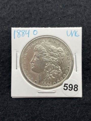 1884 O UNC Morgan Silver Dollar Coin: KEY WORDS: INDIAN ARTIFACT ARTIFACTS ARROWHEAD ARROWHEADS NATIVE AMERICAN MISSISSIPPIAN QUAPAW CADDO POTTERY COINS MORGAN DOLLAR PEACE DOLLAR SILVER COINS. All coins have been Sigma tested for authent