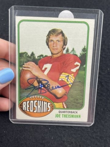 Joe Theismann Hand Signed Authentic Autograph: KEY WORDS: INDIAN ARTIFACT ARTIFACTS ARROWHEAD ARROWHEADS NATIVE AMERICAN MISSISSIPPIAN QUAPAW CADDO POTTERY COINS MORGAN DOLLAR PEACE DOLLAR SILVER COINS. All coins have been Sigma tested for authent