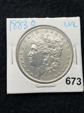 1883 O UNC Morgan Silver Dollar Coin: KEY WORDS: INDIAN ARTIFACT ARTIFACTS ARROWHEAD ARROWHEADS NATIVE AMERICAN MISSISSIPPIAN QUAPAW CADDO POTTERY COINS MORGAN DOLLAR PEACE DOLLAR SILVER COINS. All coins have been Sigma tested for authent