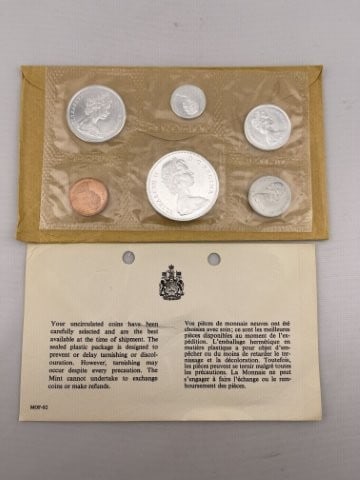1867 - 1967 Canadian Mint Proof Coin Set: KEY WORDS: INDIAN ARTIFACT ARTIFACTS ARROWHEAD ARROWHEADS NATIVE AMERICAN MISSISSIPPIAN QUAPAW CADDO POTTERY COINS MORGAN DOLLAR PEACE DOLLAR SILVER COINS. All coins have been Sigma tested for authent