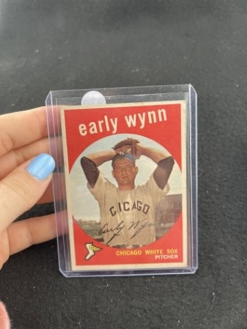 1959 Topps Early Wynn Baseball Card: KEY WORDS: INDIAN ARTIFACT ARTIFACTS ARROWHEAD ARROWHEADS NATIVE AMERICAN MISSISSIPPIAN QUAPAW CADDO POTTERY COINS MORGAN DOLLAR PEACE DOLLAR SILVER COINS. All coins have been Sigma tested for authent