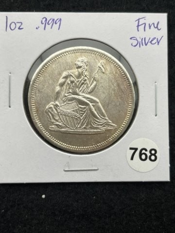 1 Ounce .999 Fine Silver Round Coin: KEY WORDS: INDIAN ARTIFACT ARTIFACTS ARROWHEAD ARROWHEADS NATIVE AMERICAN MISSISSIPPIAN QUAPAW CADDO POTTERY COINS MORGAN DOLLAR PEACE DOLLAR SILVER COINS. All coins have been Sigma tested for authent