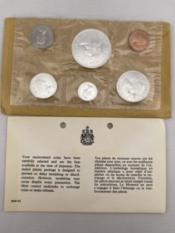 1964 Canadian Mint Coin Proof Set: KEY WORDS: INDIAN ARTIFACT ARTIFACTS ARROWHEAD ARROWHEADS NATIVE AMERICAN MISSISSIPPIAN QUAPAW CADDO POTTERY COINS MORGAN DOLLAR PEACE DOLLAR SILVER COINS. All coins have been Sigma tested for authent