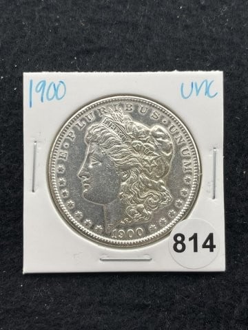 1900 UNC Morgan Silver Dollar Coin: KEY WORDS: INDIAN ARTIFACT ARTIFACTS ARROWHEAD ARROWHEADS NATIVE AMERICAN MISSISSIPPIAN QUAPAW CADDO POTTERY COINS MORGAN DOLLAR PEACE DOLLAR SILVER COINS. All coins have been Sigma tested for authent