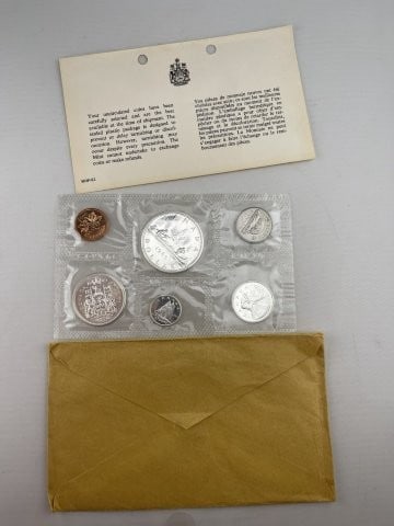 1965 Canadian Mint Coin Proof Set: KEY WORDS: INDIAN ARTIFACT ARTIFACTS ARROWHEAD ARROWHEADS NATIVE AMERICAN MISSISSIPPIAN QUAPAW CADDO POTTERY COINS MORGAN DOLLAR PEACE DOLLAR SILVER COINS. All coins have been Sigma tested for