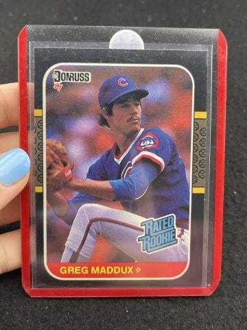 1987 Donruss Greg Maddux Baseball Card: KEY WORDS: INDIAN ARTIFACT ARTIFACTS ARROWHEAD ARROWHEADS NATIVE AMERICAN MISSISSIPPIAN QUAPAW CADDO POTTERY COINS MORGAN DOLLAR PEACE DOLLAR SILVER COINS. All coins have been Sigma tested for authent
