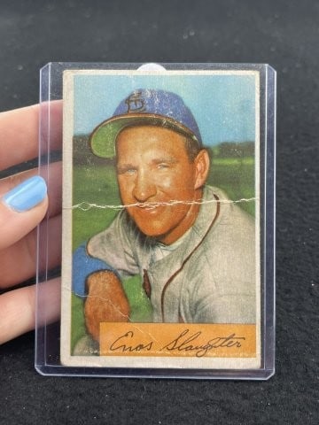 Enos Slaughter Baseball Card: KEY WORDS: INDIAN ARTIFACT ARTIFACTS ARROWHEAD ARROWHEADS NATIVE AMERICAN MISSISSIPPIAN QUAPAW CADDO POTTERY COINS MORGAN DOLLAR PEACE DOLLAR SILVER COINS. All coins have been Sigma tested for authent