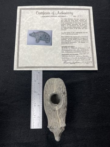 Bear Effigy Pipe with Byron Anderson COA from Macoupin County, Illinois ex - Nelson Green Collection (1 of 8)