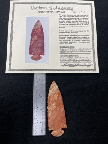 Dovetail with Byron Anderson COA from Allen Couty, Kentucky ex - Ed Jones Collection Indian Artifact (1 of 5)
