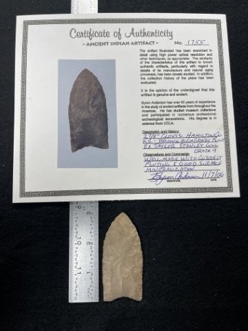 Clovis with Byron Anderson COA from Hamilton County, Kansas ex - Taylor Stanley Collection Indian (1 of 6)