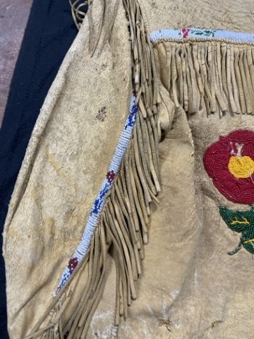 Leather Beaded Jacket Indian Artifact Arrowhead - 10