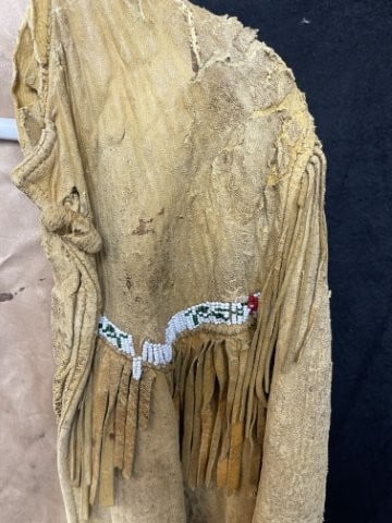 Leather Beaded Jacket Indian Artifact Arrowhead - 2