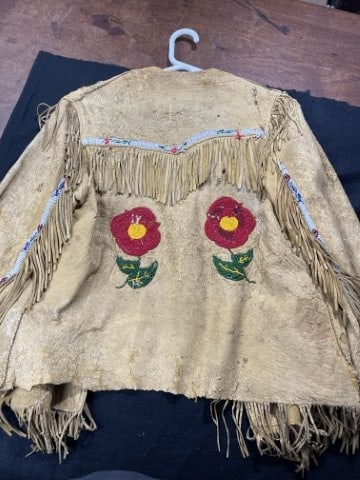 Leather Beaded Jacket Indian Artifact Arrowhead - 4