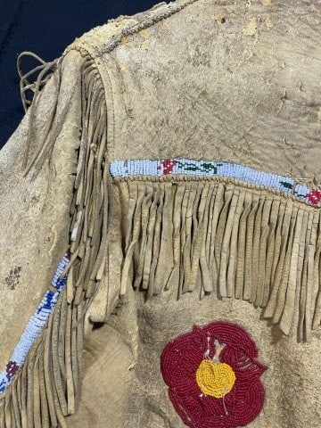 Leather Beaded Jacket Indian Artifact Arrowhead - 6