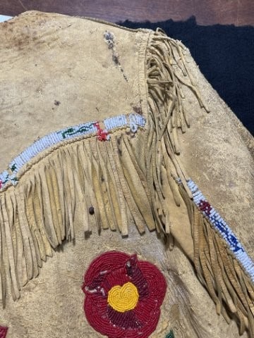 Leather Beaded Jacket Indian Artifact Arrowhead - 7