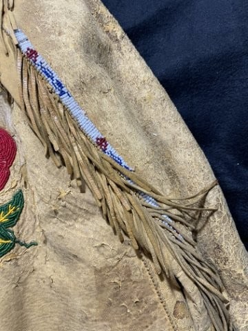 Leather Beaded Jacket Indian Artifact Arrowhead - 8