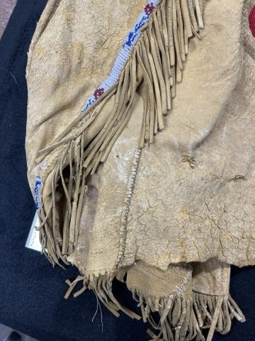 Leather Beaded Jacket Indian Artifact Arrowhead - 9