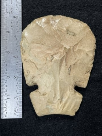 Very nice Chipped Hoe Indian Artifact Arrowhead: KEY WORDS: INDIAN ARTIFACT ARTIFACTS ARROWHEAD ARROWHEADS NATIVE AMERICAN MISSISSIPPIAN QUAPAW CADDO POTTERY COINS MORGAN DOLLAR PEACE DOLLAR SILVER COINS. All coins have been Sigma tested for authent