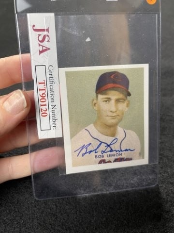 Bob Lemon Hand Signed Authentic Autograph: KEY WORDS: INDIAN ARTIFACT ARTIFACTS ARROWHEAD ARROWHEADS NATIVE AMERICAN MISSISSIPPIAN QUAPAW CADDO POTTERY COINS MORGAN DOLLAR PEACE DOLLAR SILVER COINS. All coins have been Sigma tested for