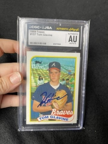 Tom Glavine Hand Signed Authentic Autograph: KEY WORDS: INDIAN ARTIFACT ARTIFACTS ARROWHEAD ARROWHEADS NATIVE AMERICAN MISSISSIPPIAN QUAPAW CADDO POTTERY COINS MORGAN DOLLAR PEACE DOLLAR SILVER COINS. All coins have been Sigma tested for authent