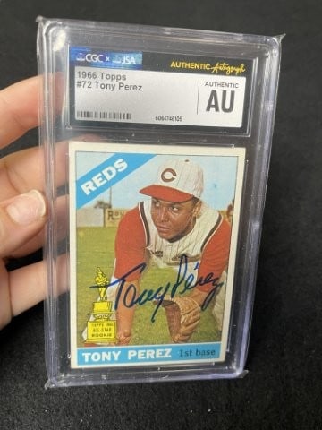 Tony Perez Hand Signed Authentic Autograph: KEY WORDS: INDIAN ARTIFACT ARTIFACTS ARROWHEAD ARROWHEADS NATIVE AMERICAN MISSISSIPPIAN QUAPAW CADDO POTTERY COINS MORGAN DOLLAR PEACE DOLLAR SILVER COINS. All coins have been Sigma tested for
