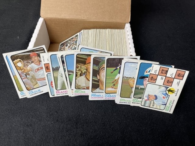 Box of 1973 Topps Baseball Cards: KEY WORDS: INDIAN ARTIFACT ARTIFACTS ARROWHEAD ARROWHEADS NATIVE AMERICAN MISSISSIPPIAN QUAPAW CADDO POTTERY COINS MORGAN DOLLAR PEACE DOLLAR SILVER COINS. All coins have been Sigma tested for