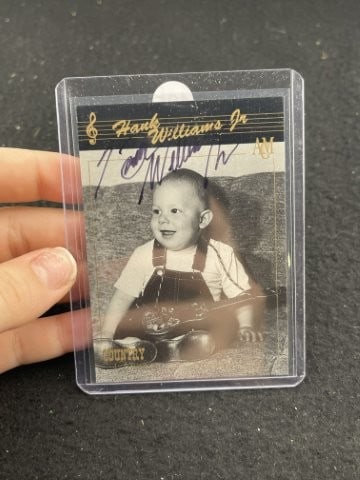Hank Williams Jr. Hand Signed Authentic Autograph: KEY WORDS: INDIAN ARTIFACT ARTIFACTS ARROWHEAD ARROWHEADS NATIVE AMERICAN MISSISSIPPIAN QUAPAW CADDO POTTERY COINS MORGAN DOLLAR PEACE DOLLAR SILVER COINS. All coins have been Sigma tested for