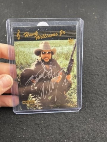 Hank Williams Jr. Hand Signed Authentic Autograph: KEY WORDS: INDIAN ARTIFACT ARTIFACTS ARROWHEAD ARROWHEADS NATIVE AMERICAN MISSISSIPPIAN QUAPAW CADDO POTTERY COINS MORGAN DOLLAR PEACE DOLLAR SILVER COINS. All coins have been Sigma tested for