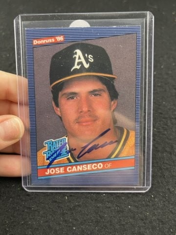 Jose Canseco Hand Signed Authentic Autograph: KEY WORDS: INDIAN ARTIFACT ARTIFACTS ARROWHEAD ARROWHEADS NATIVE AMERICAN MISSISSIPPIAN QUAPAW CADDO POTTERY COINS MORGAN DOLLAR PEACE DOLLAR SILVER COINS. All coins have been Sigma tested for