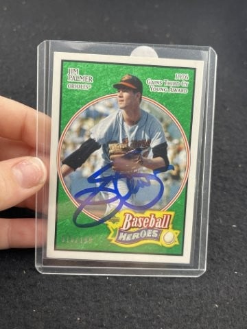 Jim Palmer Hand Signed Authentic Autograph: KEY WORDS: INDIAN ARTIFACT ARTIFACTS ARROWHEAD ARROWHEADS NATIVE AMERICAN MISSISSIPPIAN QUAPAW CADDO POTTERY COINS MORGAN DOLLAR PEACE DOLLAR SILVER COINS. All coins have been Sigma tested for