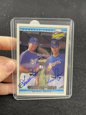 Goose Gossage & Nolan Ryan Hand Signed Authentic Autograph: KEY WORDS: INDIAN ARTIFACT ARTIFACTS ARROWHEAD ARROWHEADS NATIVE AMERICAN MISSISSIPPIAN QUAPAW CADDO POTTERY COINS MORGAN DOLLAR PEACE DOLLAR SILVER COINS. All coins have been Sigma tested for