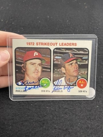 Steve Carlton & Nolan Ryan Hand Signed Authentic Autograph: KEY WORDS: INDIAN ARTIFACT ARTIFACTS ARROWHEAD ARROWHEADS NATIVE AMERICAN MISSISSIPPIAN QUAPAW CADDO POTTERY COINS MORGAN DOLLAR PEACE DOLLAR SILVER COINS. All coins have been Sigma tested for