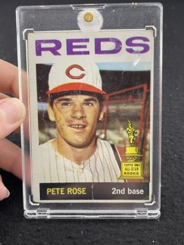 1964 Topps Pete Rose Baseball Card: KEY WORDS: INDIAN ARTIFACT ARTIFACTS ARROWHEAD ARROWHEADS NATIVE AMERICAN MISSISSIPPIAN QUAPAW CADDO POTTERY COINS MORGAN DOLLAR PEACE DOLLAR SILVER COINS. All coins have been Sigma tested for